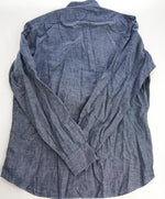 $545 ELEVENTY - Cotton *PLEATED* Blue Denim Button Down Shirt - M