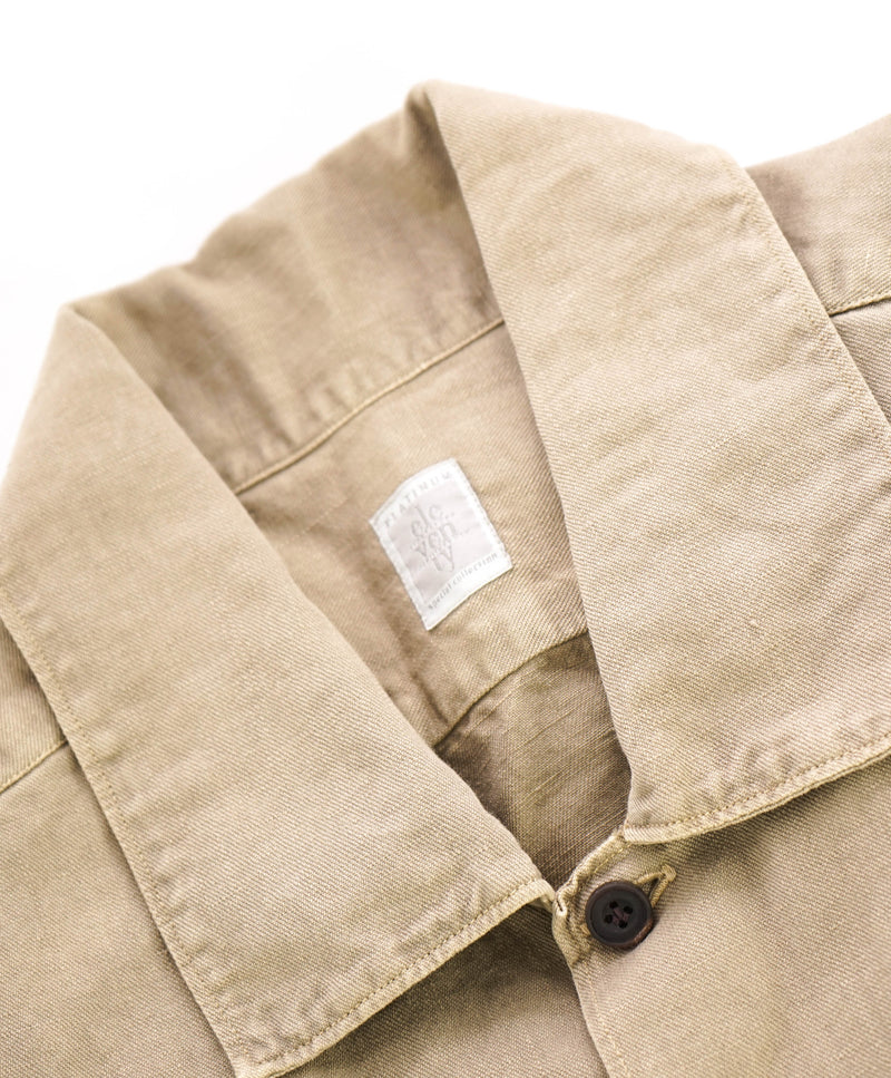 $395 ELEVENTY - Beige Cotton/Linen Safari Pocket Shirt - M