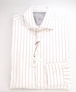 $395 ELEVENTY - Red/White *Wide Spread Collar* Stripe Dress Shirt - M