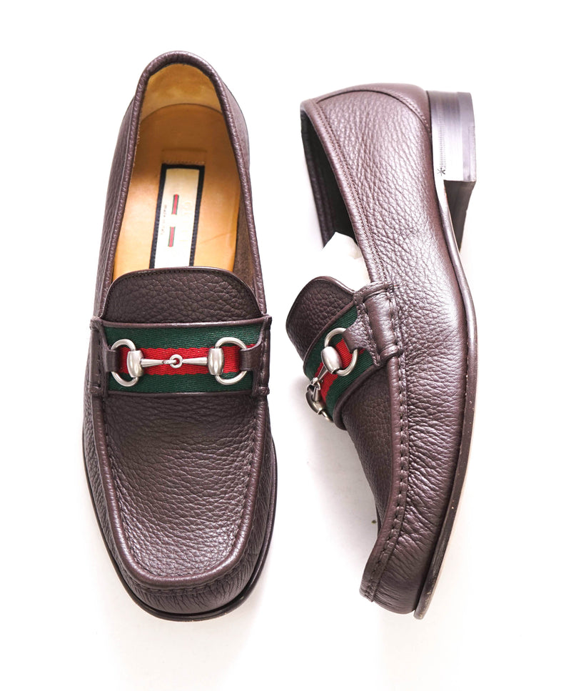 $920 GUCCI - WEB Horse-bit Loafers Brown Iconic Style - 9.5 US (9 G)