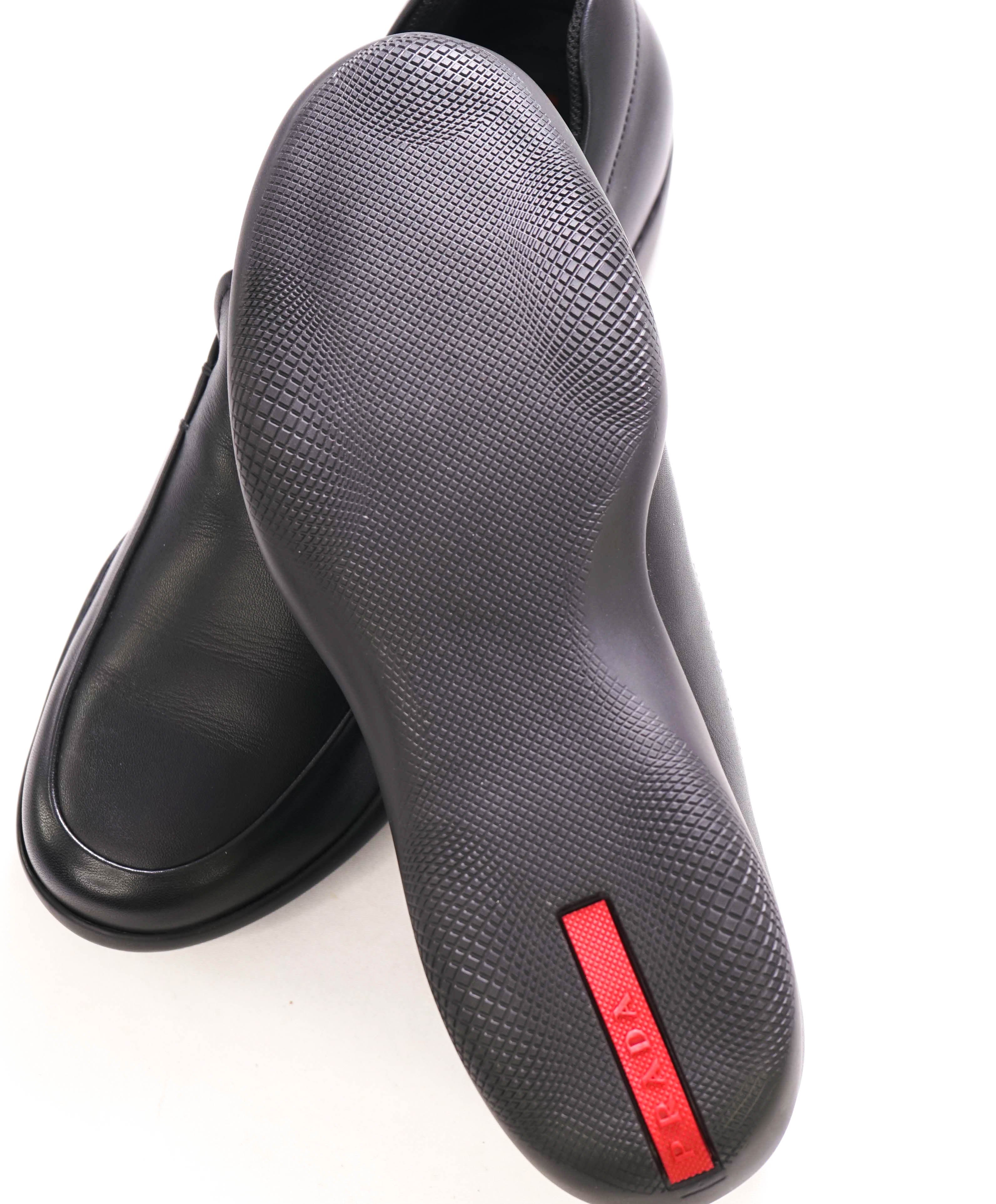 $795 PRADA - *LINEA ROSSA* Black Slip On Logo Vamp Loafer - 7 US (6 Prada)