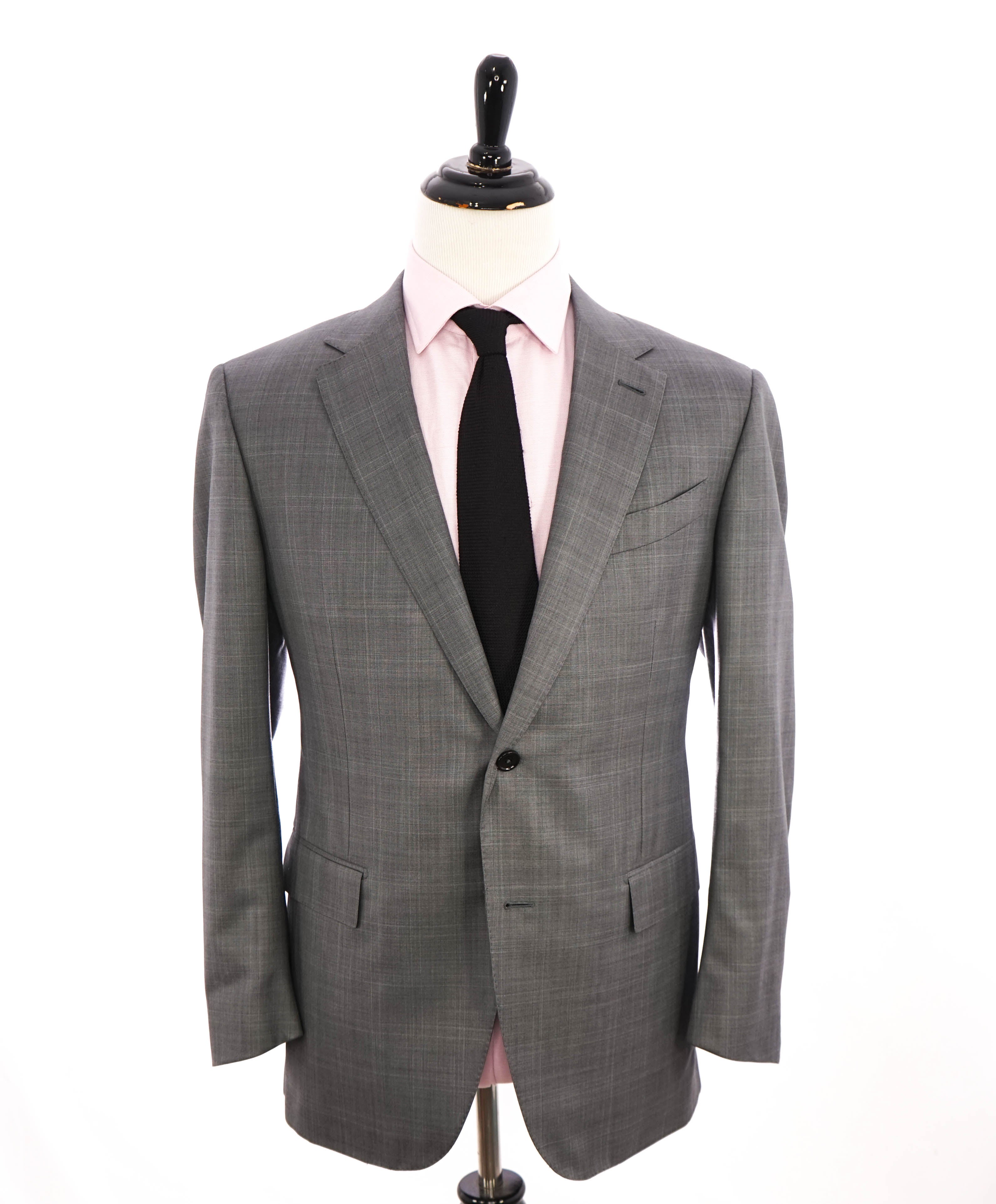 $4,690 ERMENEGILDO ZEGNA -"TROFEO 600" SILK Gray Check Suit - 44R