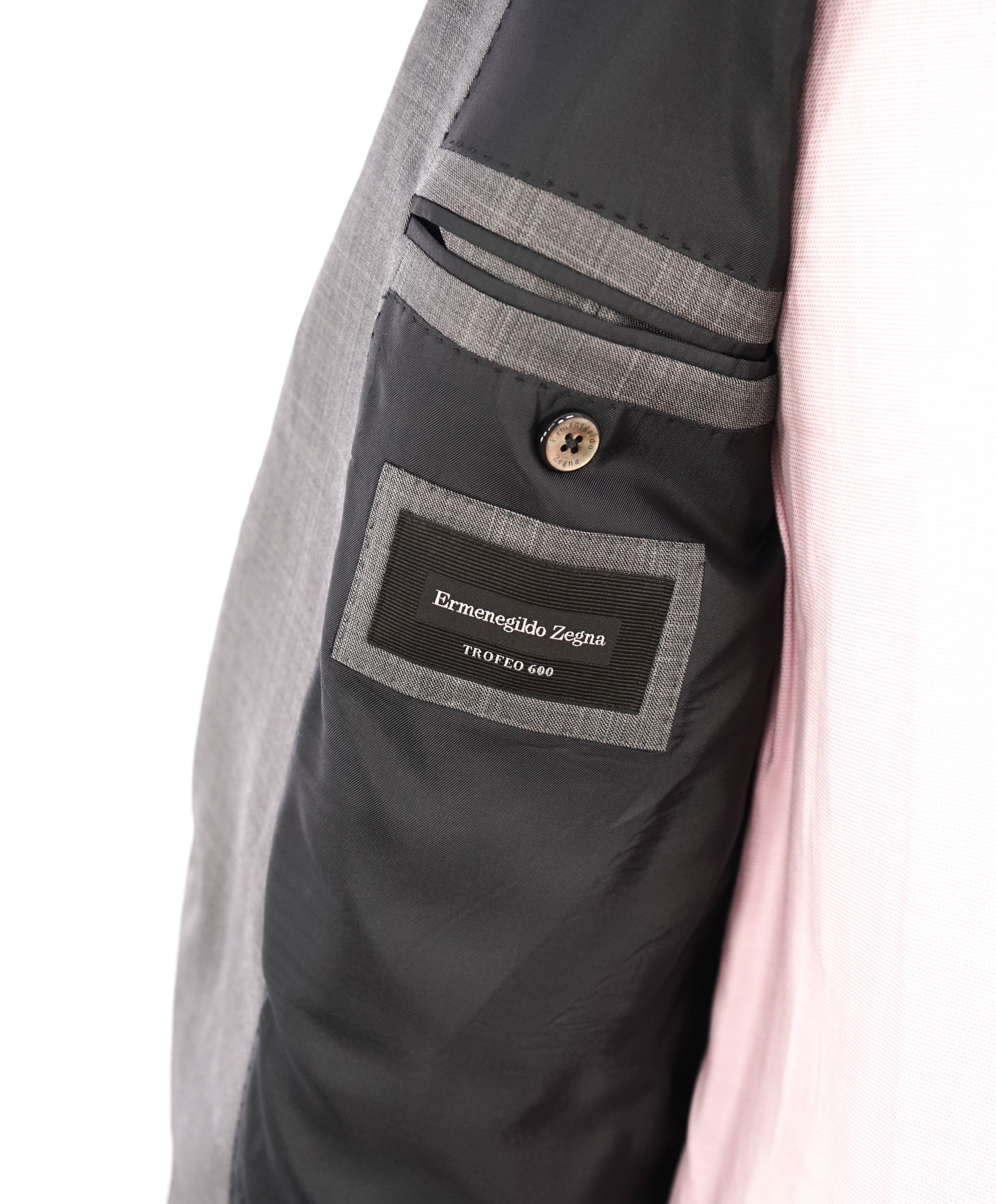$4,690 ERMENEGILDO ZEGNA -"TROFEO 600" SILK Gray Check Suit - 44R
