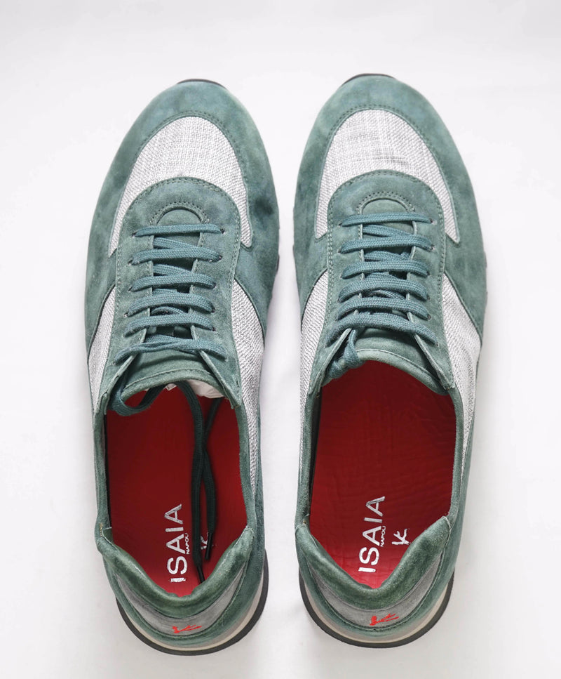 $795 ISAIA - Green / Gray CASHMERE Runner Sneakers - 11.5 (44.5 EU)