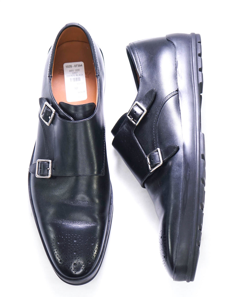 $580 BALLY - "REMPTON" Black Double Monk Sleek Sole Loafers - 9 D US