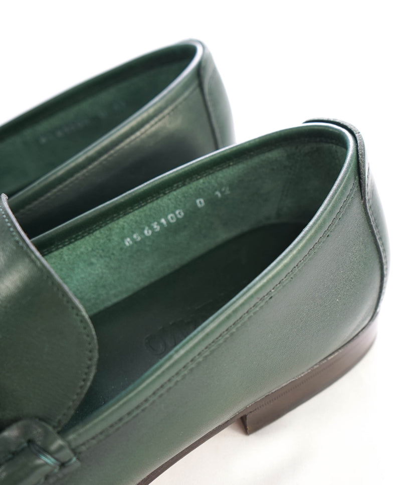 $700 SALVATORE FERRAGAMO - "GIORDANO" Green Leather Loafer- 12D