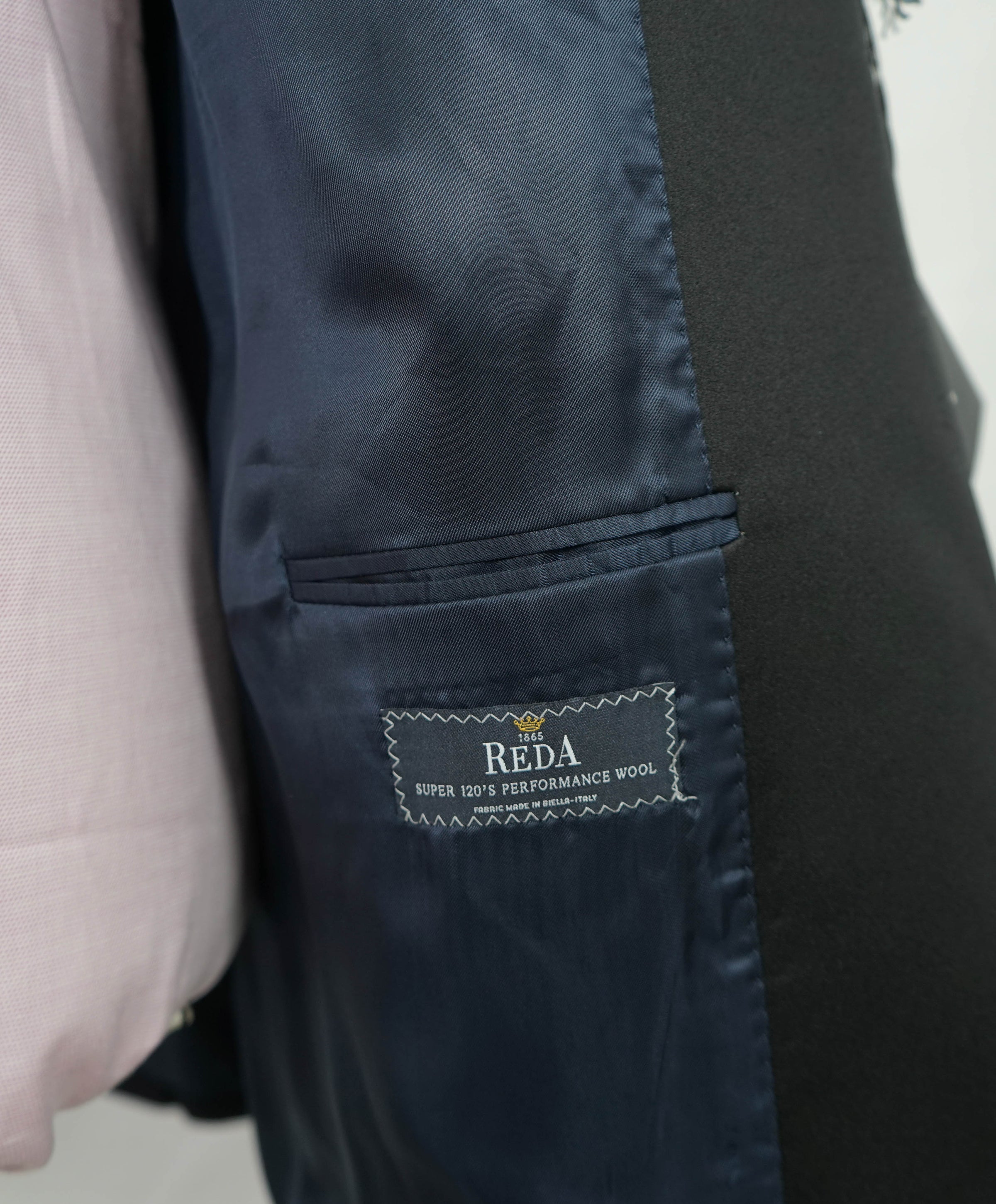 Buttons Super 120's Jet Black Pinstripe 1 Pleat Pants Available in 2 or 3 Buttons Style Regular Classic Cut main image 0