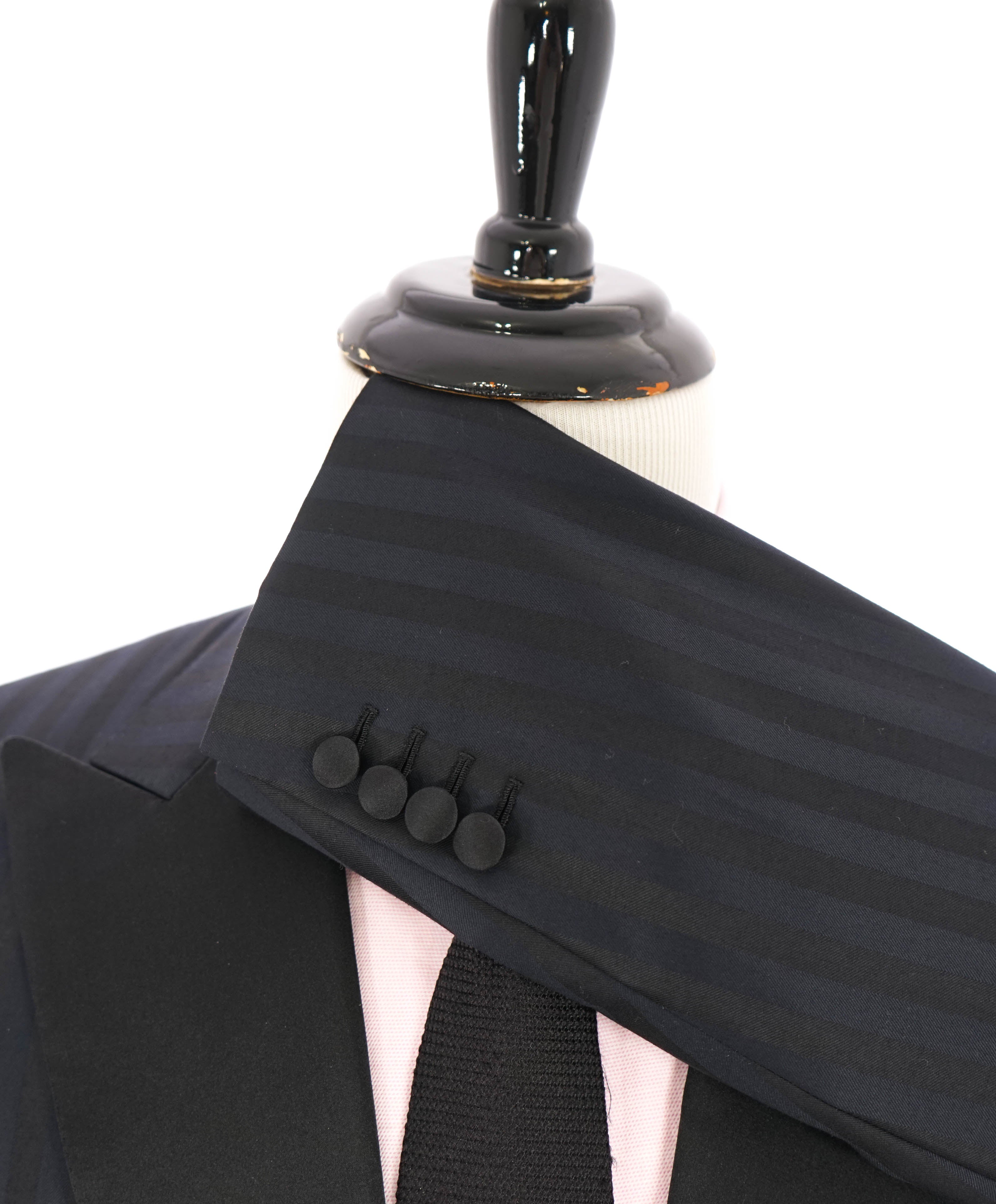 $5,995 BRIONI - *CELEB FAV* Hand Made Navy Stripe 180's Peak Tuxedo JACKET - 38S