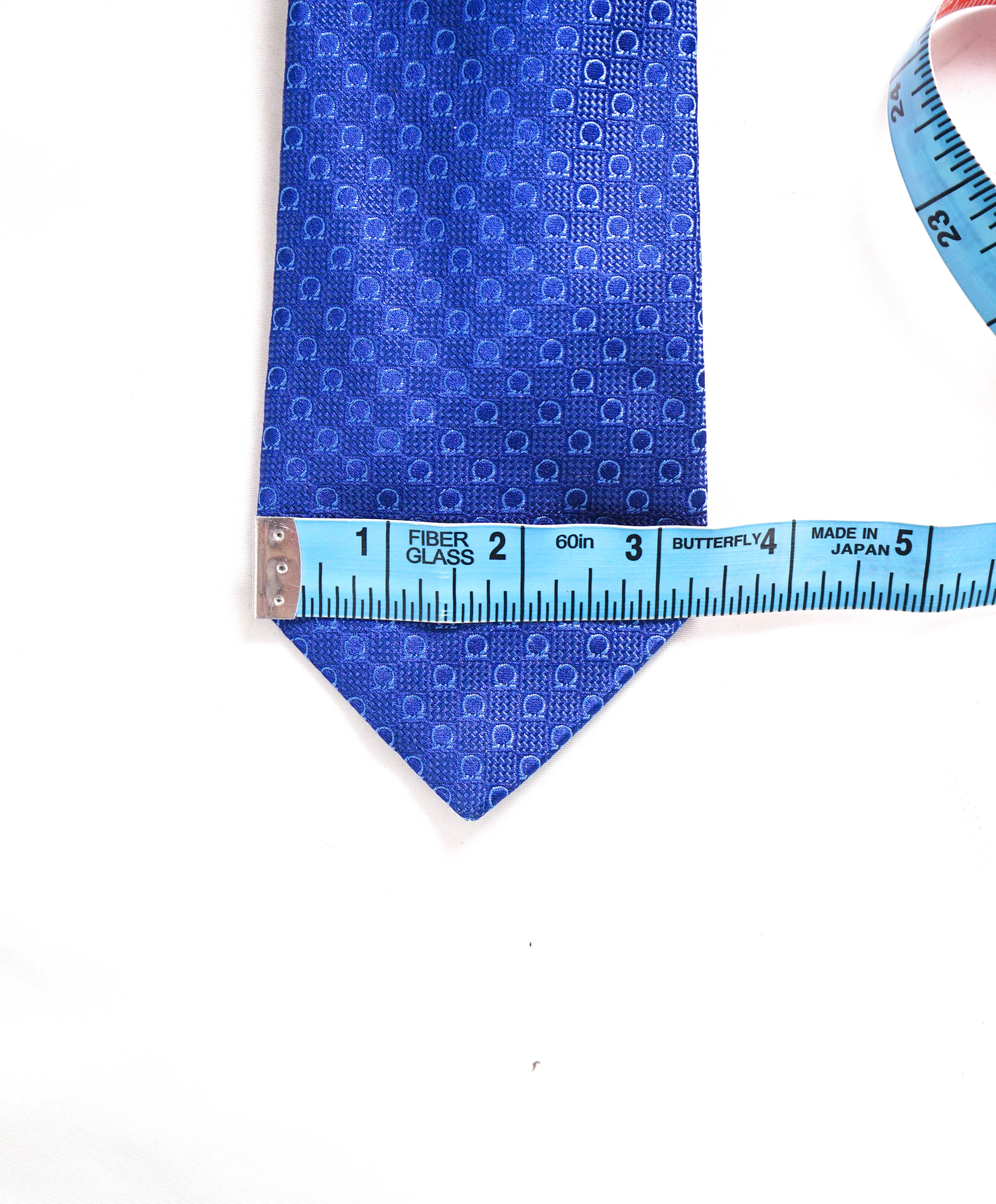 $200 SALVATORE FERRAGAMO - Blue Gancini Logo Tie 3.3" - Tie