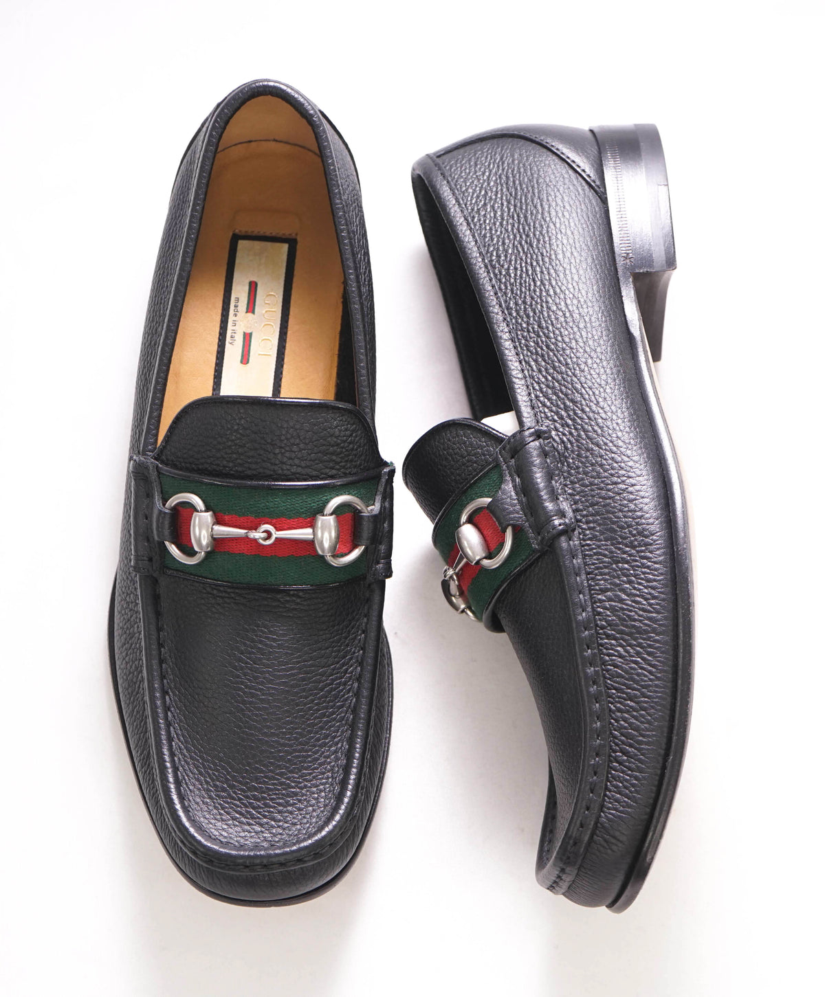 Men’s Gucci Horsebit web leather loafers size 8 fits 8.5 US made in Italy GUCCI Black Leather Horsebit Men Loafers Made in Italy  main image 3