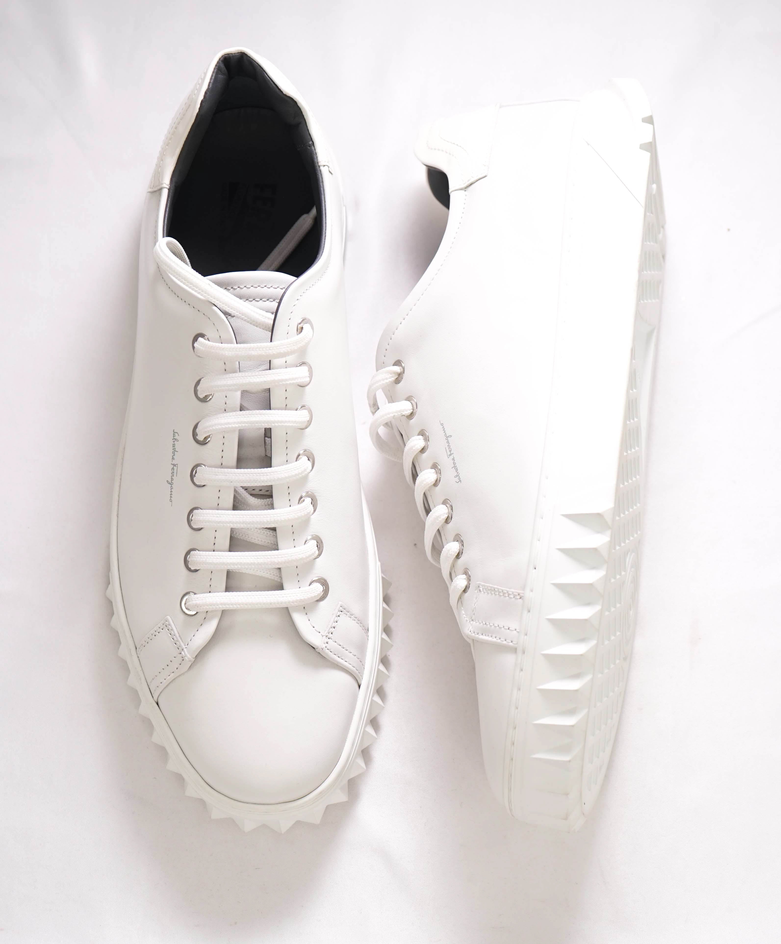 $750 SALVATORE FERRAGAMO - *Rhinoceros* White Gancini Sneaker - 10 US