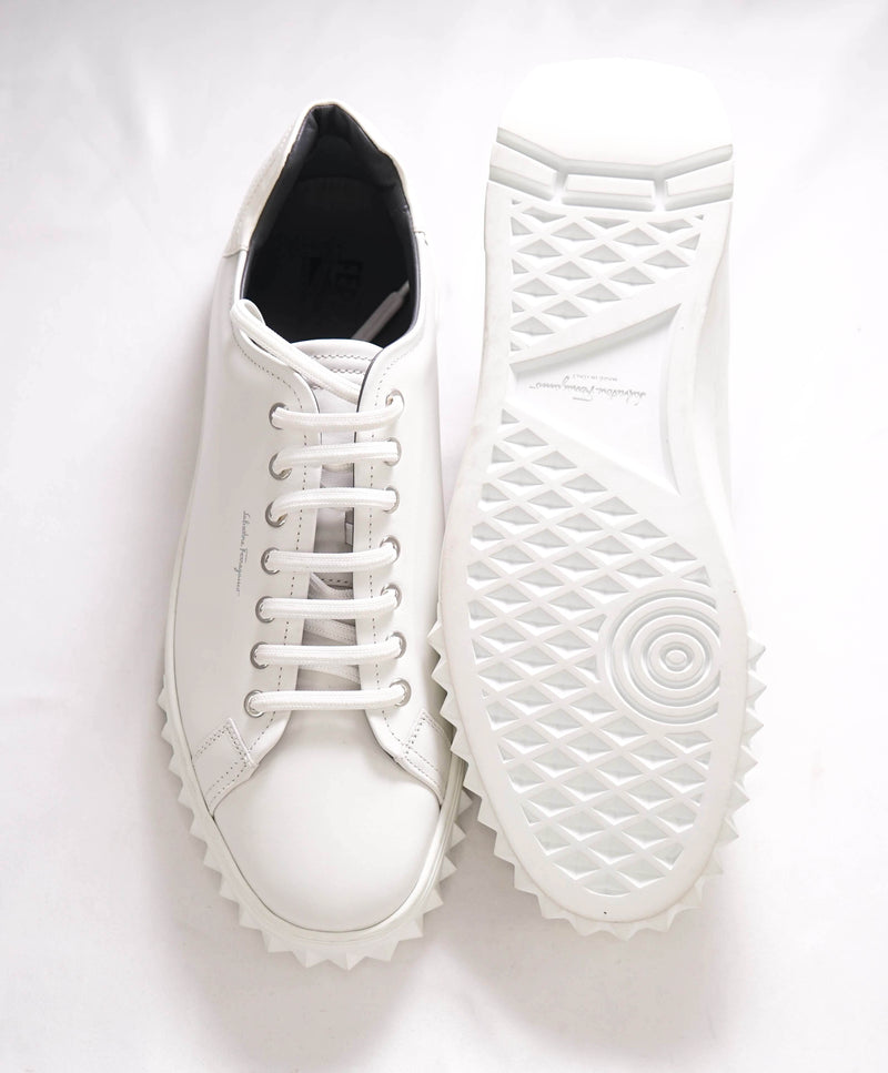 $750 SALVATORE FERRAGAMO - *Rhinoceros* White Gancini Sneaker - 10 US