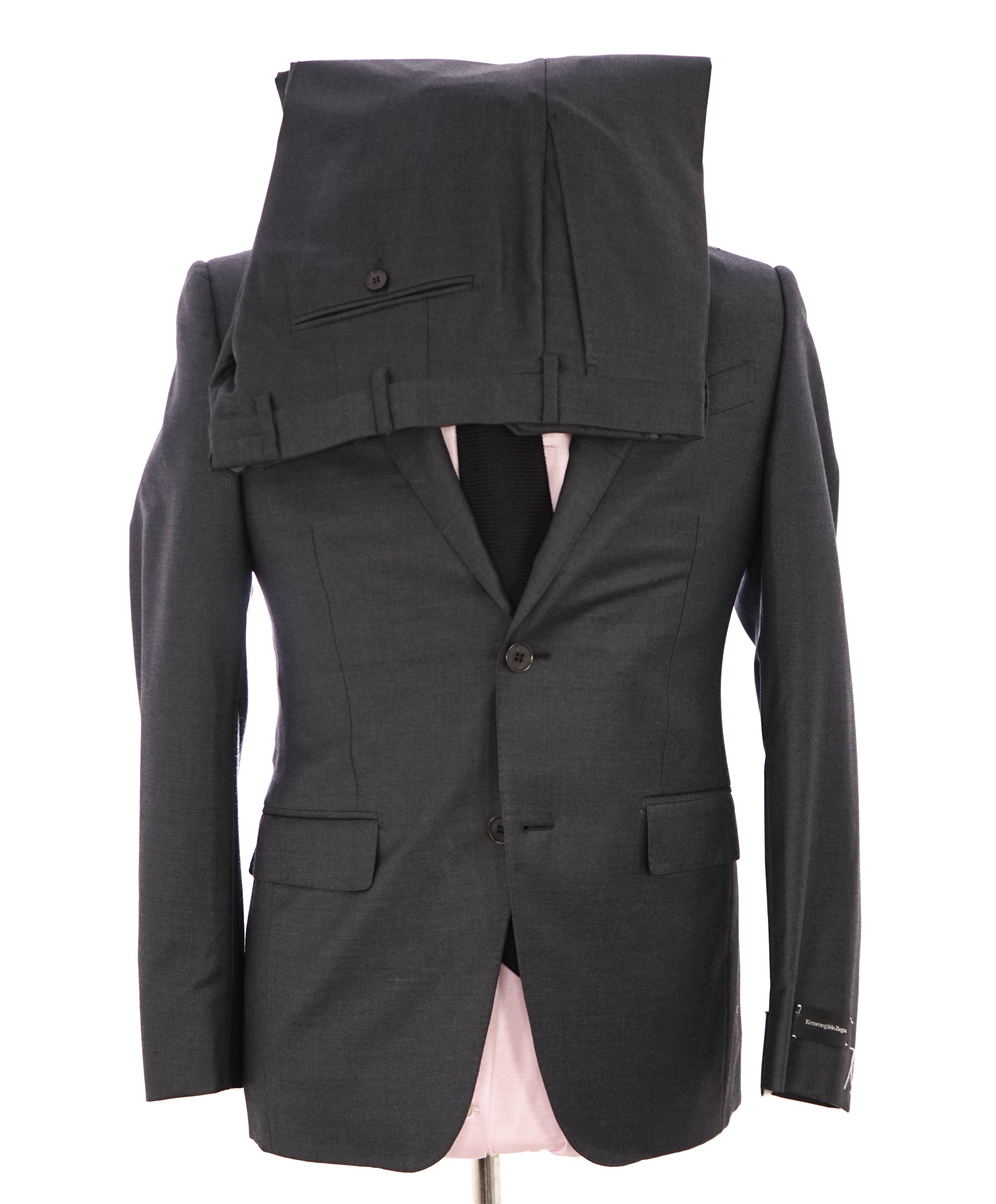 $3,995 ERMENEGILDO ZEGNA -"TROFEO" Charcoal Suit - 36S 33W
