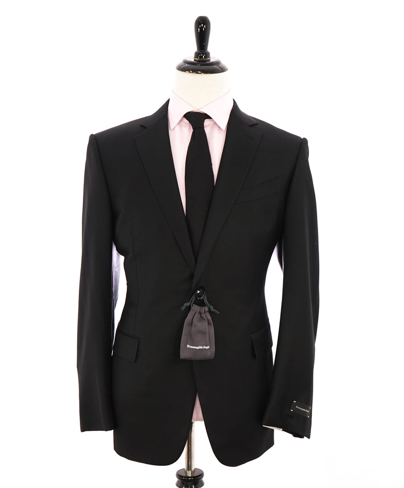 $3,995 ERMENEGILDO ZEGNA -"TROFEO" MILANO Black CLOSET STAPLE Suit - 46R