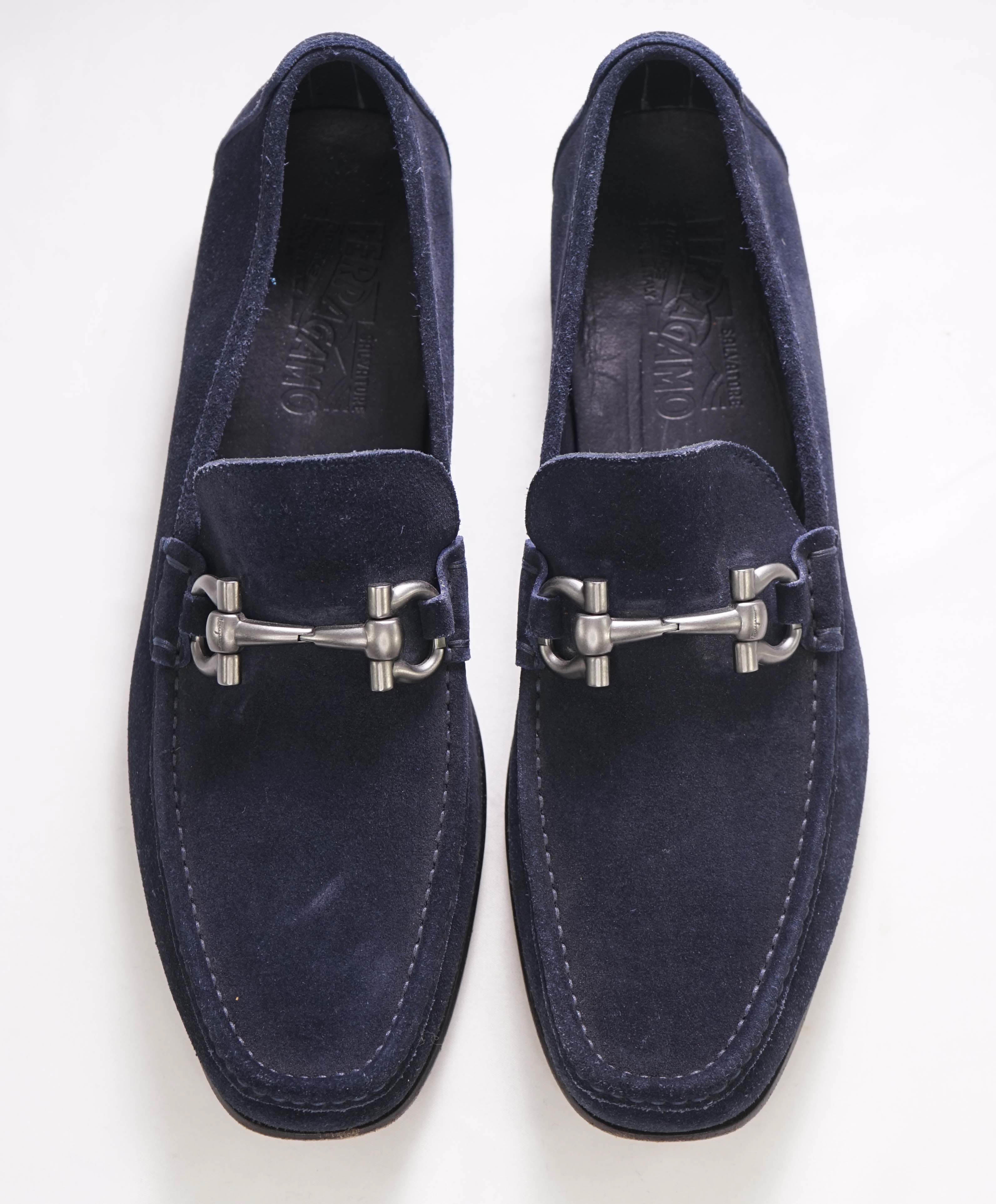 $700 SALVATORE FERRAGAMO - "GIORDANO" Navy Suede  Loafer- 11D US