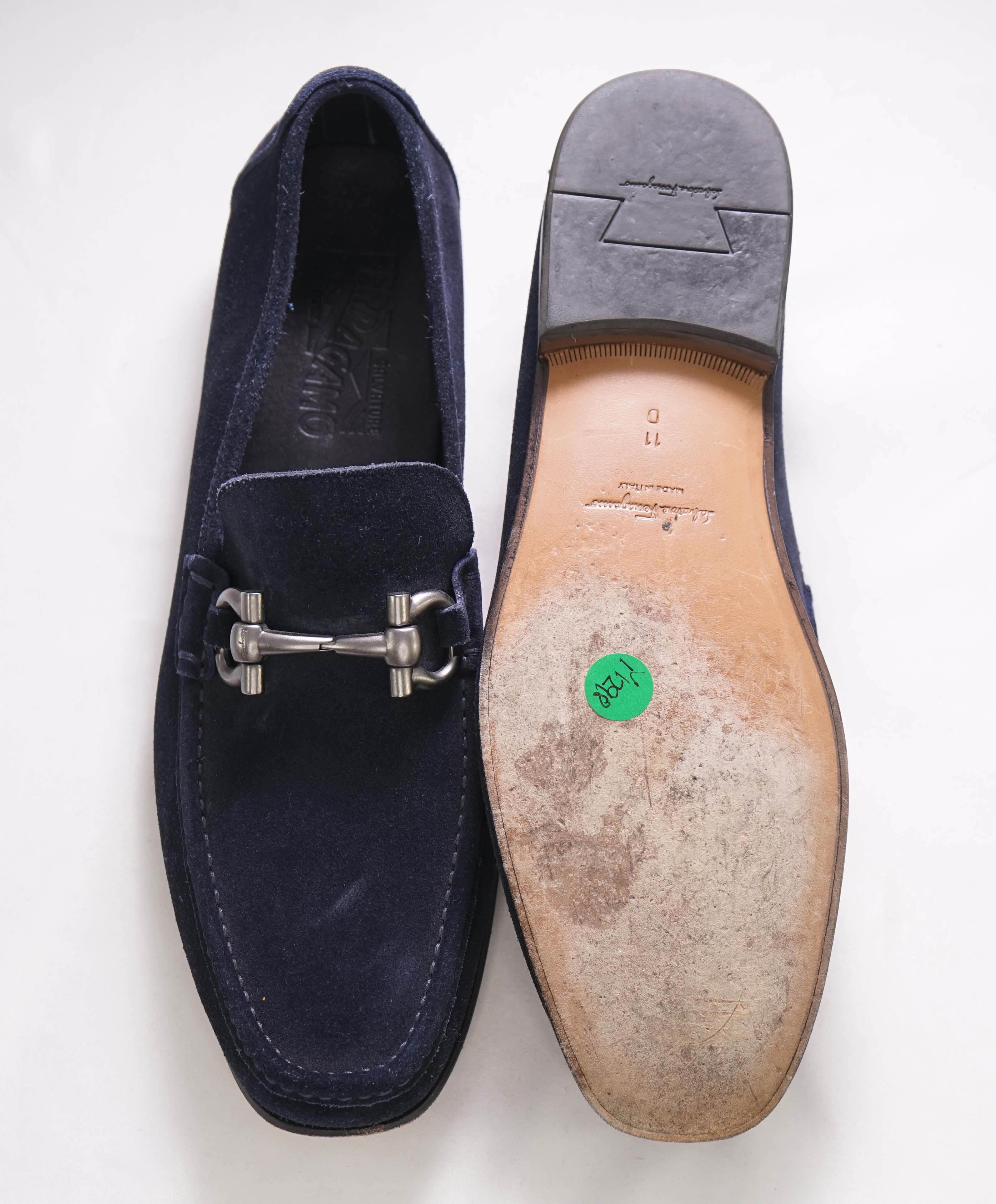 $700 SALVATORE FERRAGAMO - "GIORDANO" Navy Suede  Loafer- 11D US