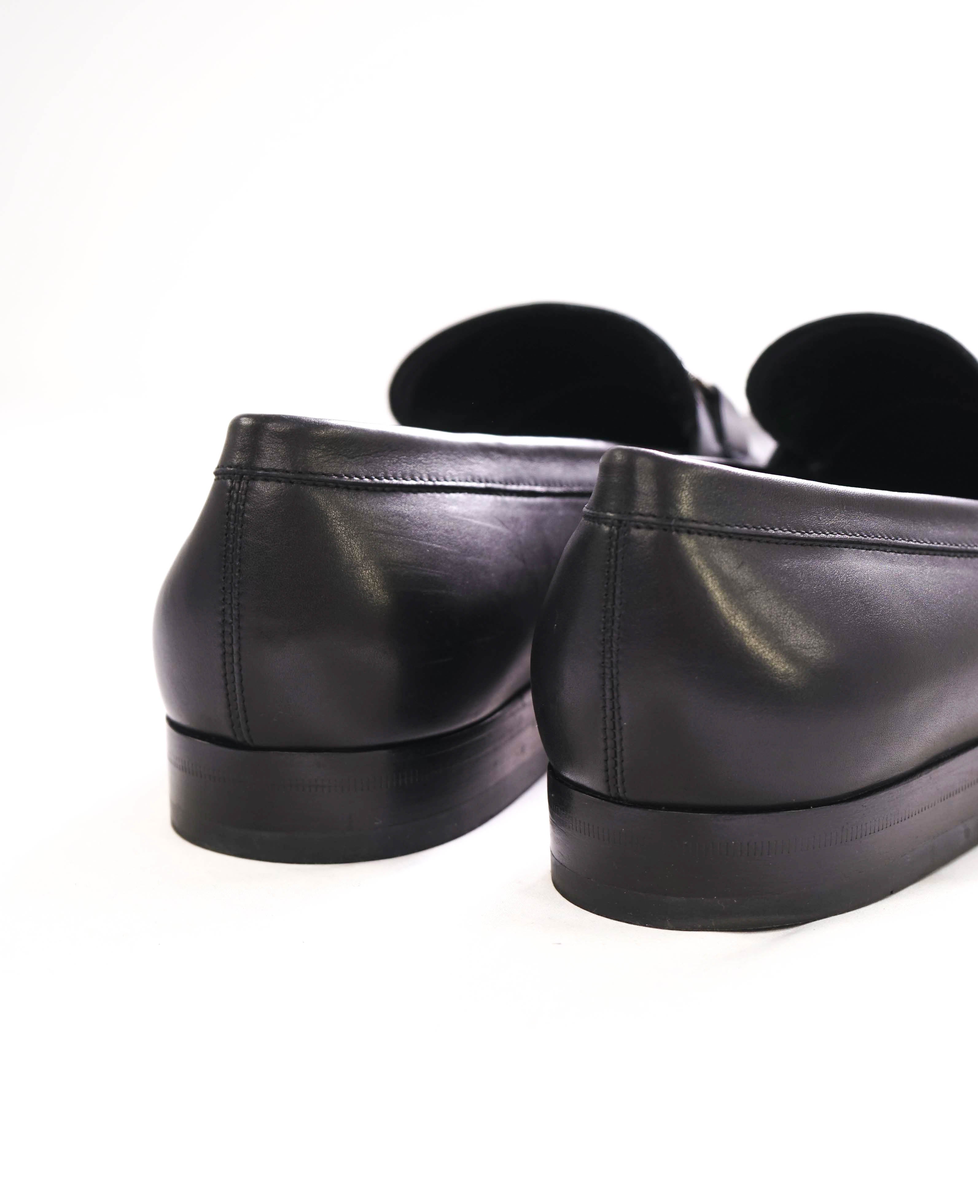 $700 SALVATORE FERRAGAMO -  Black On Black Gancini Leather Loafer- 11 EE