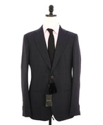$3,795 GIORGIO ARMANI - "SOHO" Navy Peak Lapel Herringbone Suit - 42R