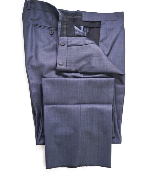 Z ZEGNA - Blue Sharkskin "REGULAR" Flat Front Dress Pants - 35W