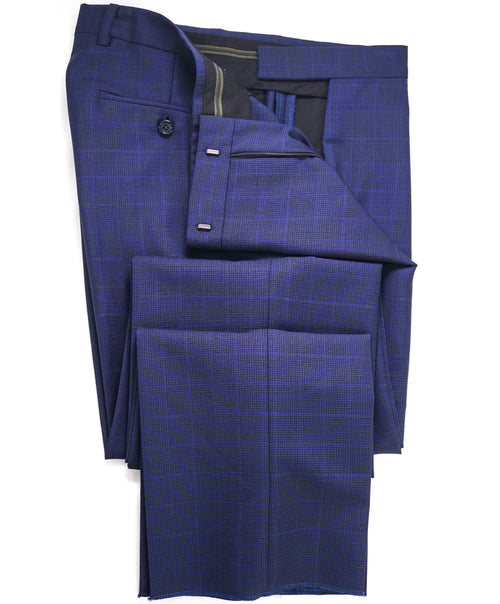 Z ZEGNA - Bold Blue Check "REGULAR" Flat Front Dress Pants - 32W