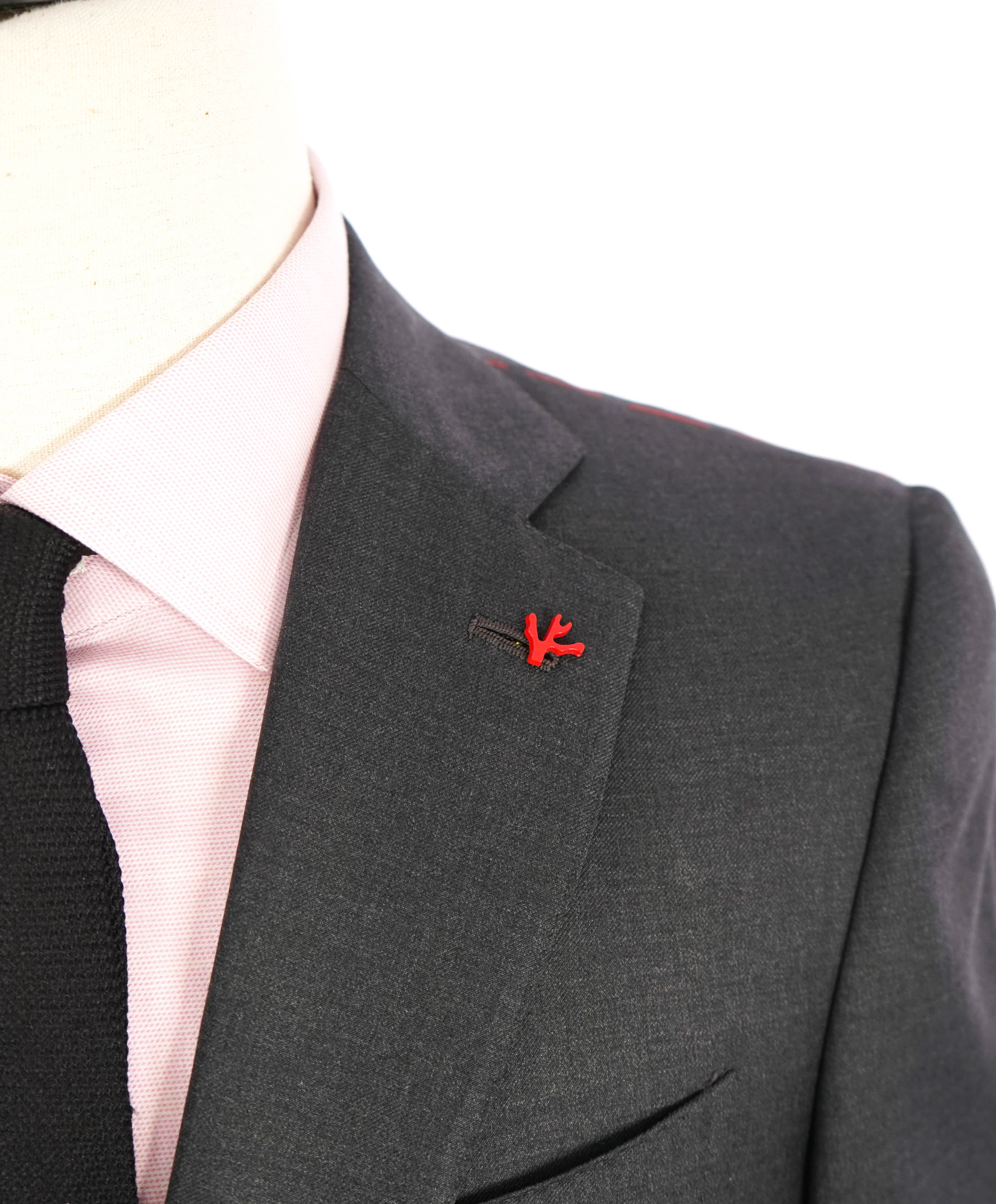 $3,995 ISAIA - Gray "AQUASPIDER" *CLOSET STAPLE* Coral Pin Suit - 38S