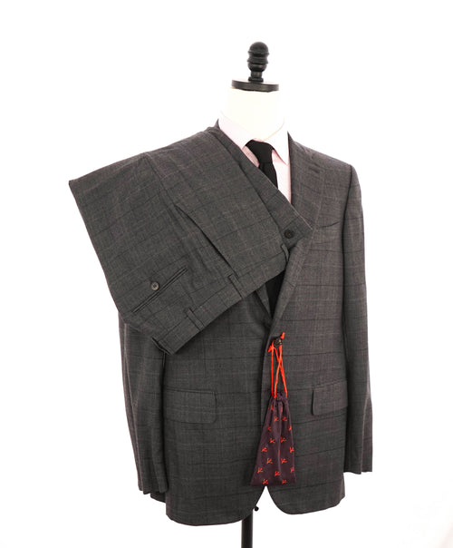 $4,295 ISAIA - Gray Check Plaid *CLOSET STAPLE* Coral Pin Suit - 40R