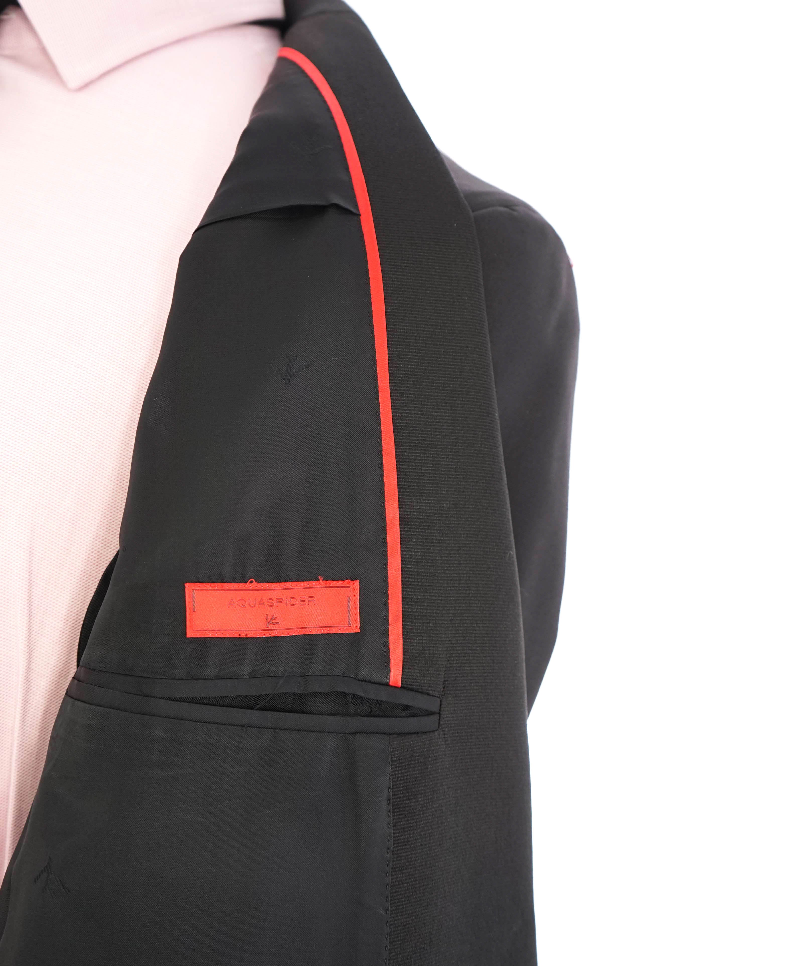 $4,595 ISAIA - "AQUASPIDER" Satin PEAK LAPEL Black Wool Tuxedo - 42S
