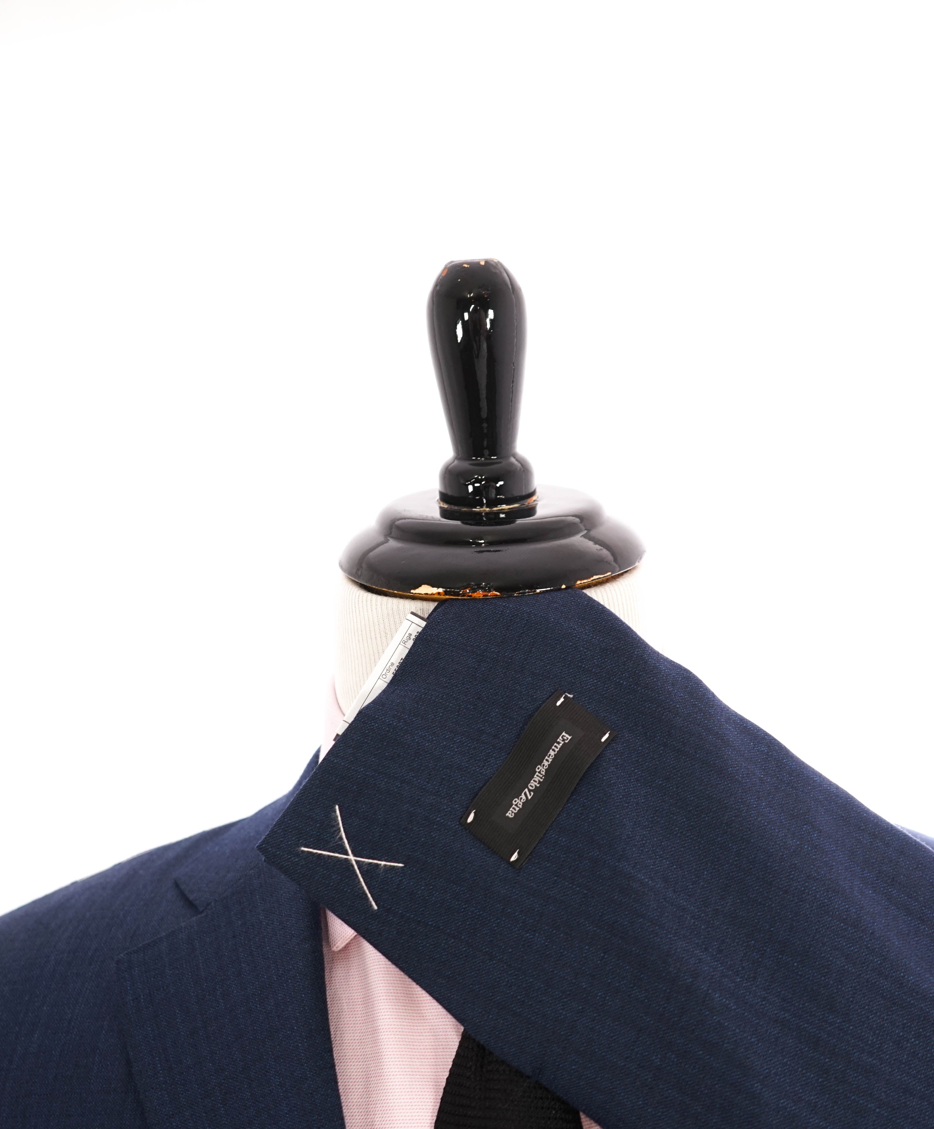 $3,295 ERMENEGILDO ZEGNA -“ACHILLFARM" SILK BLUE Subtle Check Blazer - 40R