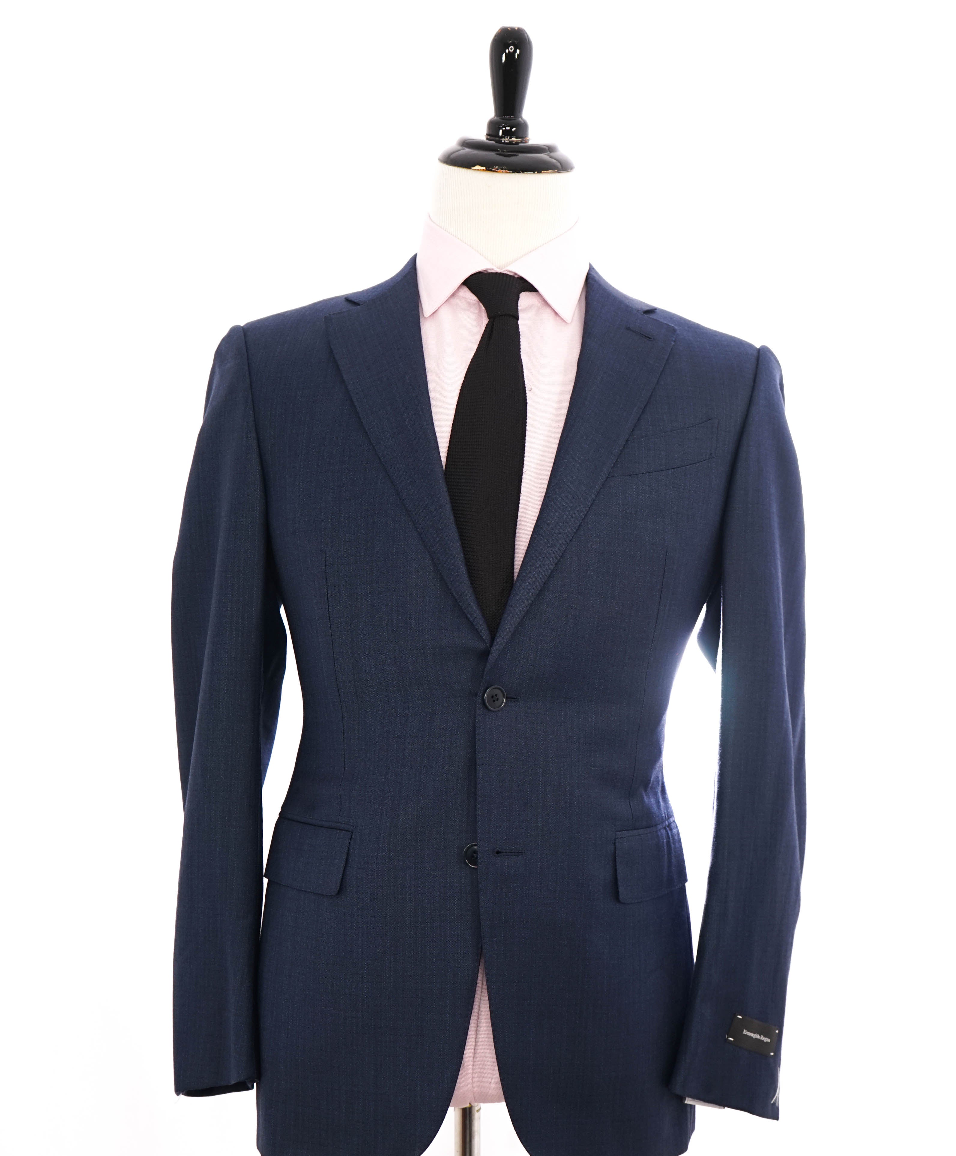 $3,295 ERMENEGILDO ZEGNA -“ACHILLFARM" SILK BLUE Subtle Check Blazer - 40R