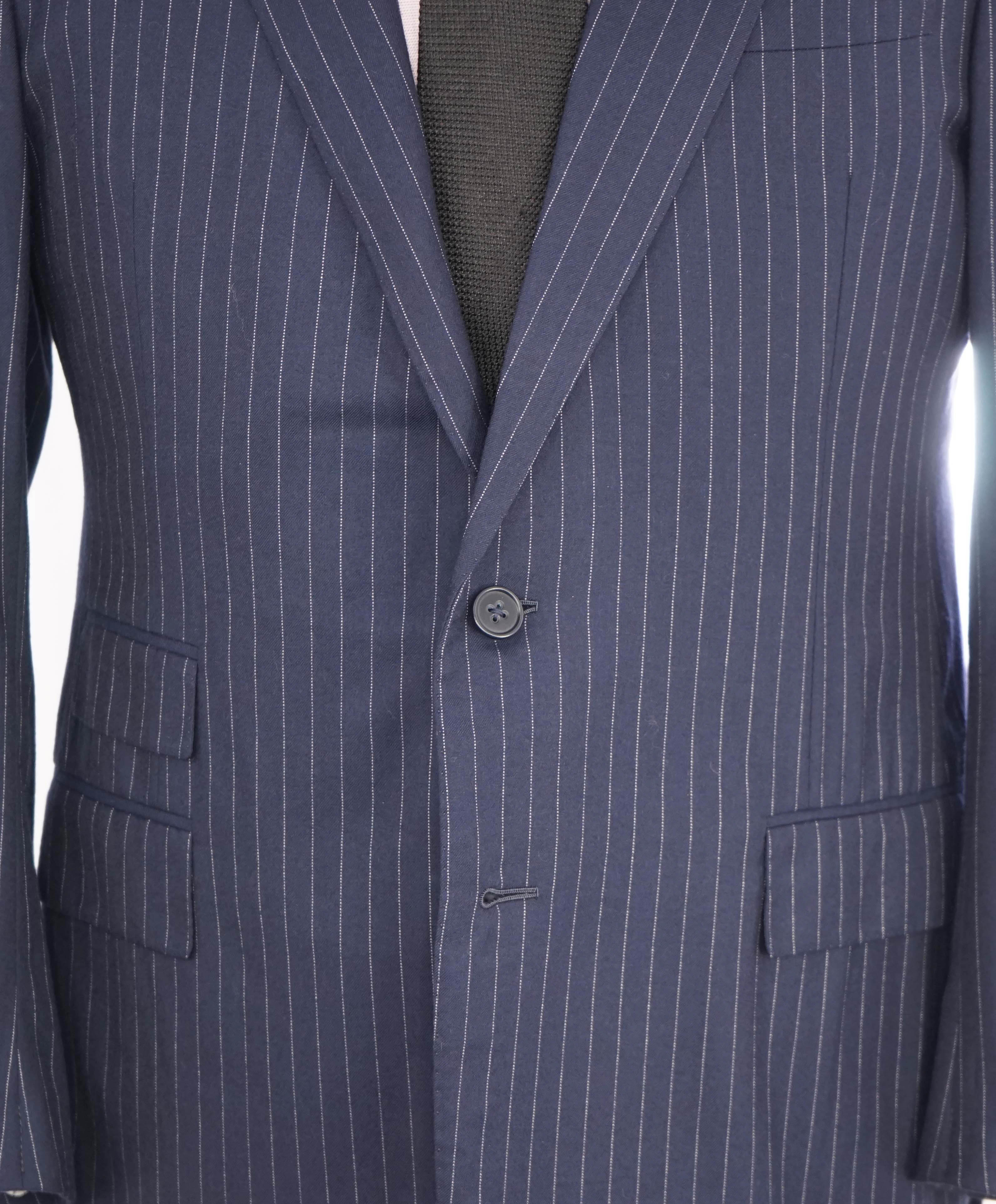 RALPH LAUREN PURPLE LABEL - Blue ICONIC RLPL Chalk Stripe 2-Btn Suit -