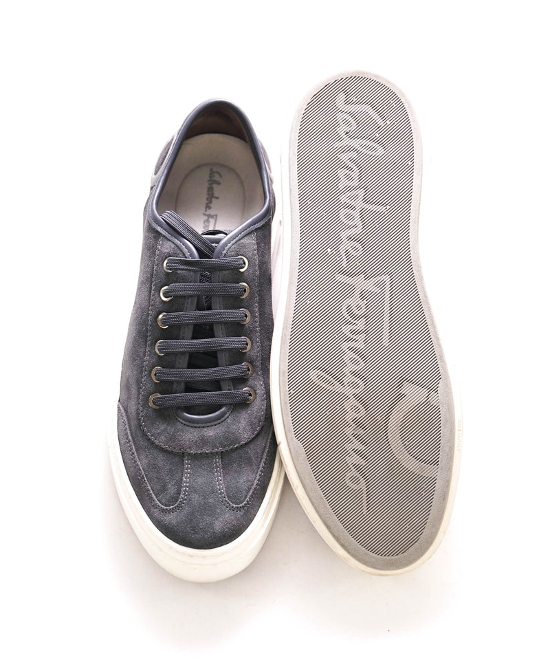 $750 SALVATORE FERRAGAMO - Gray Gancini Logo Sneaker - 8M US