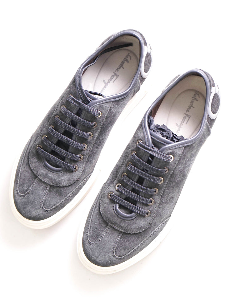 $750 SALVATORE FERRAGAMO - Gray Gancini Logo Sneaker - 8M US