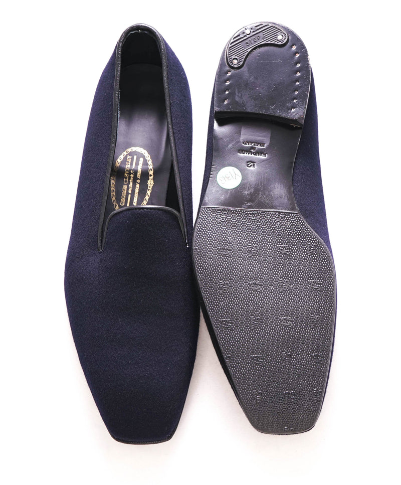 $995 GEORGE CLEVERLY - Blue Wool/Cashmere Smoking Loafers - 13 US (12UK)