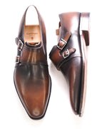 $2,360 CORTHAY - *TWIN* Double Monk Leather Shoes *SHOE TREES* - 9.5 US