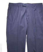 Z ZEGNA - Blue Check Plaid "SLIM" Flat Front Dress Pants - 35W