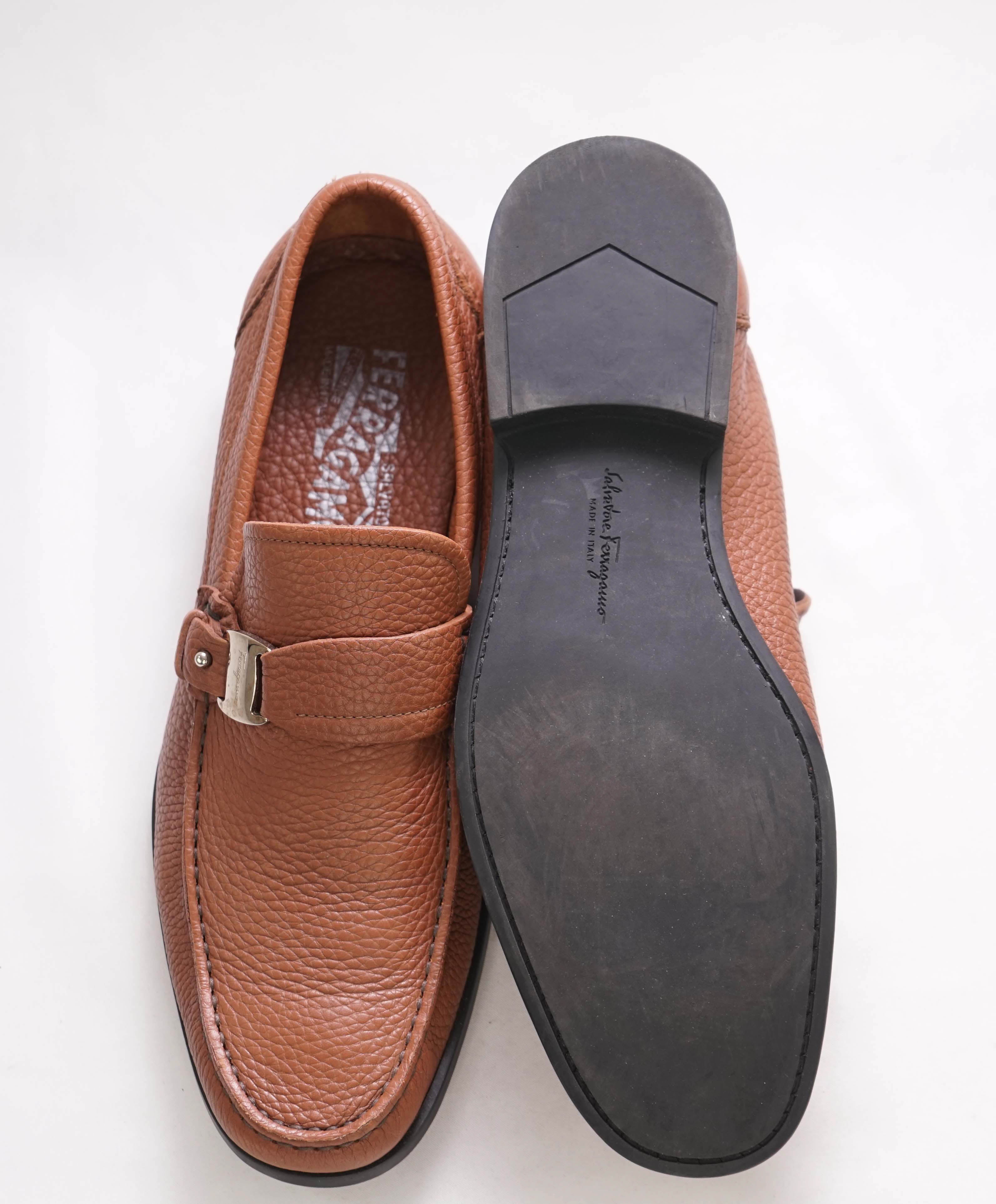 $750 SALVATORE FERRAGAMO - Camel Brown Gancini Bit Loafer - 7 EE US