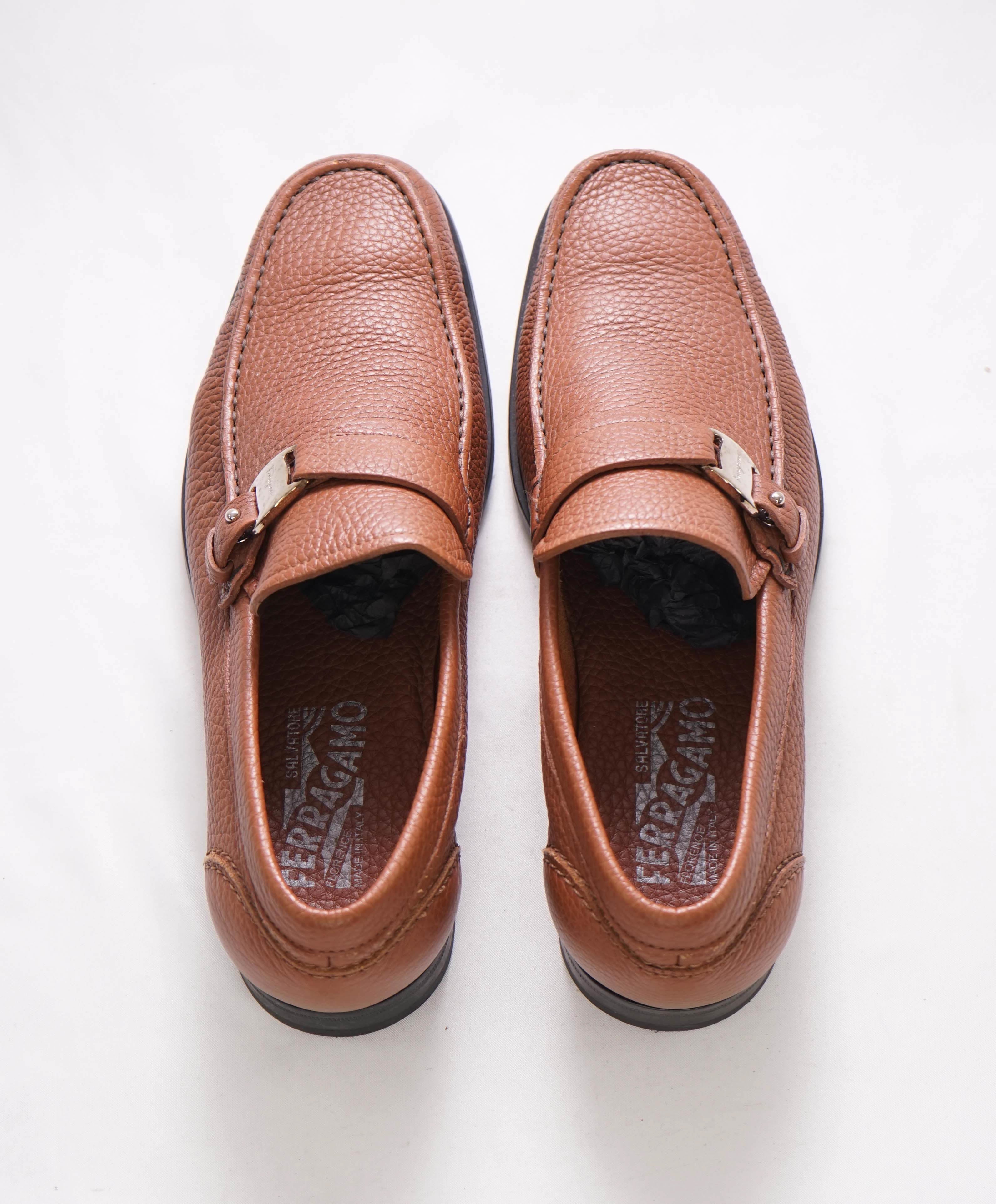$750 SALVATORE FERRAGAMO - Camel Brown Gancini Bit Loafer - 7 EE US