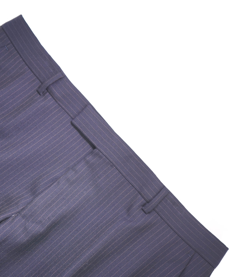 Z ZEGNA - Navy Chalk Stripe "SLIM" Flat Front Dress Pants - 35W