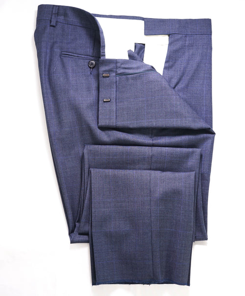 Z ZEGNA - Blue Check "SLIM" Flat Front Dress Pants - 34W