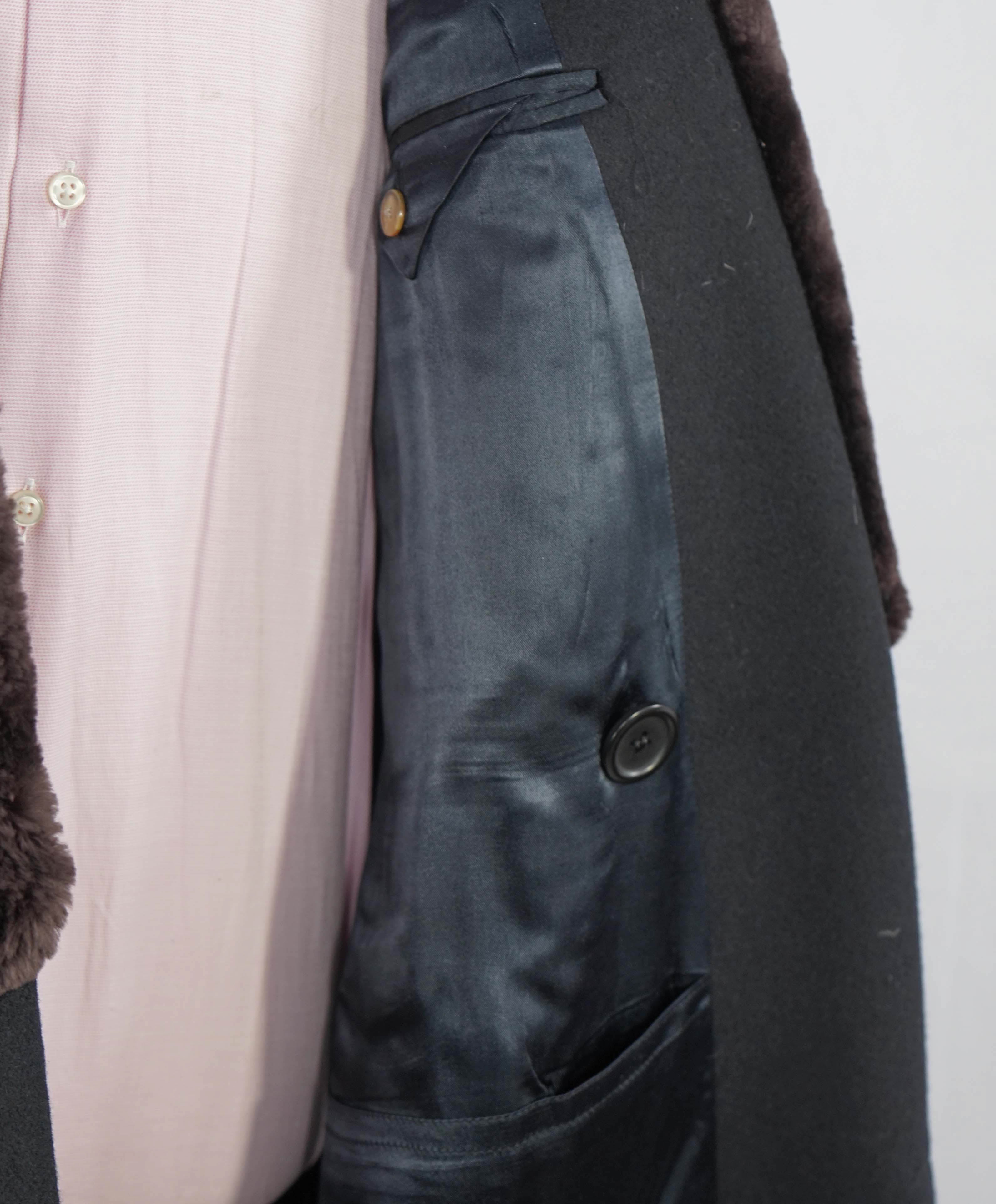 $3,995 PAUL STUART - Custom REMOVABLE RABBIT FUR Collar 1of1 Long Topcat- 44L