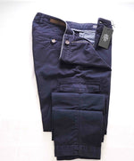 $345 ELEVENTY - Contrast Piping Navy Blue Cotton Cargo Chino Pants - 38W