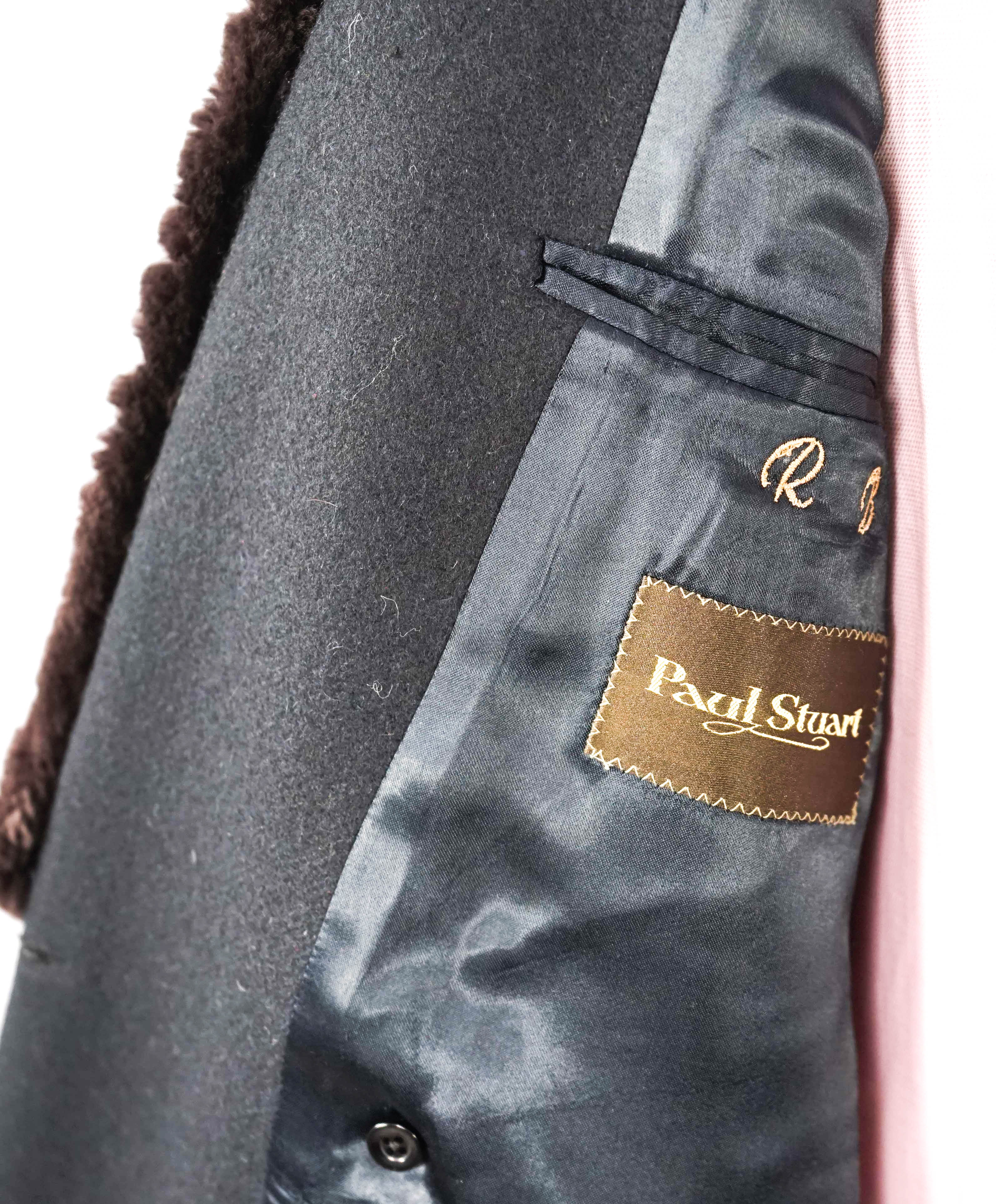 $3,995 PAUL STUART - Custom REMOVABLE RABBIT FUR Collar 1of1 Long Topcat- 44L