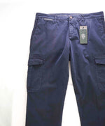 $345 ELEVENTY - Contrast Piping Navy Blue Cotton Cargo Chino Pants - 38W