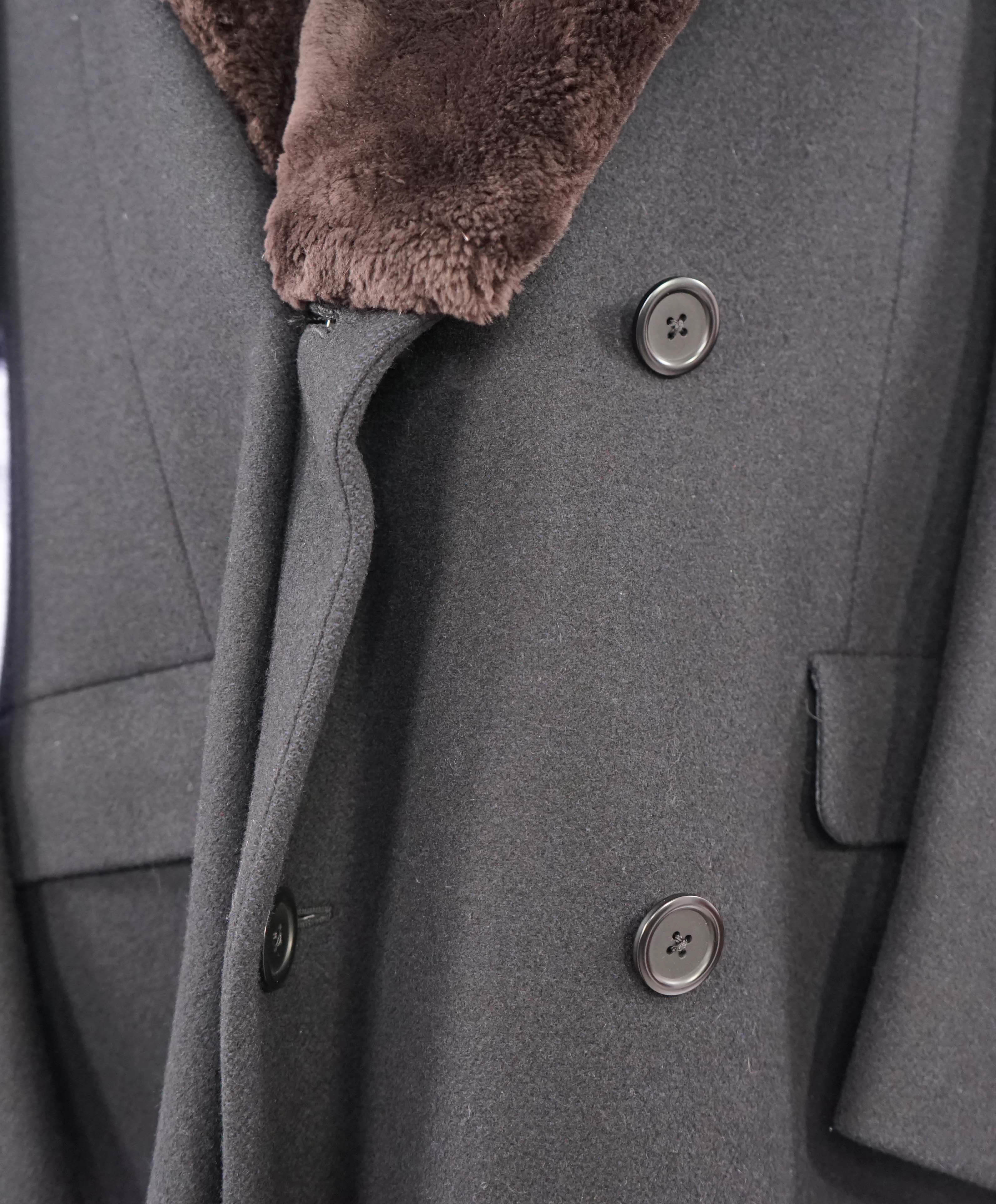 $3,995 PAUL STUART - Custom REMOVABLE RABBIT FUR Collar 1of1 Long Topcat- 44L
