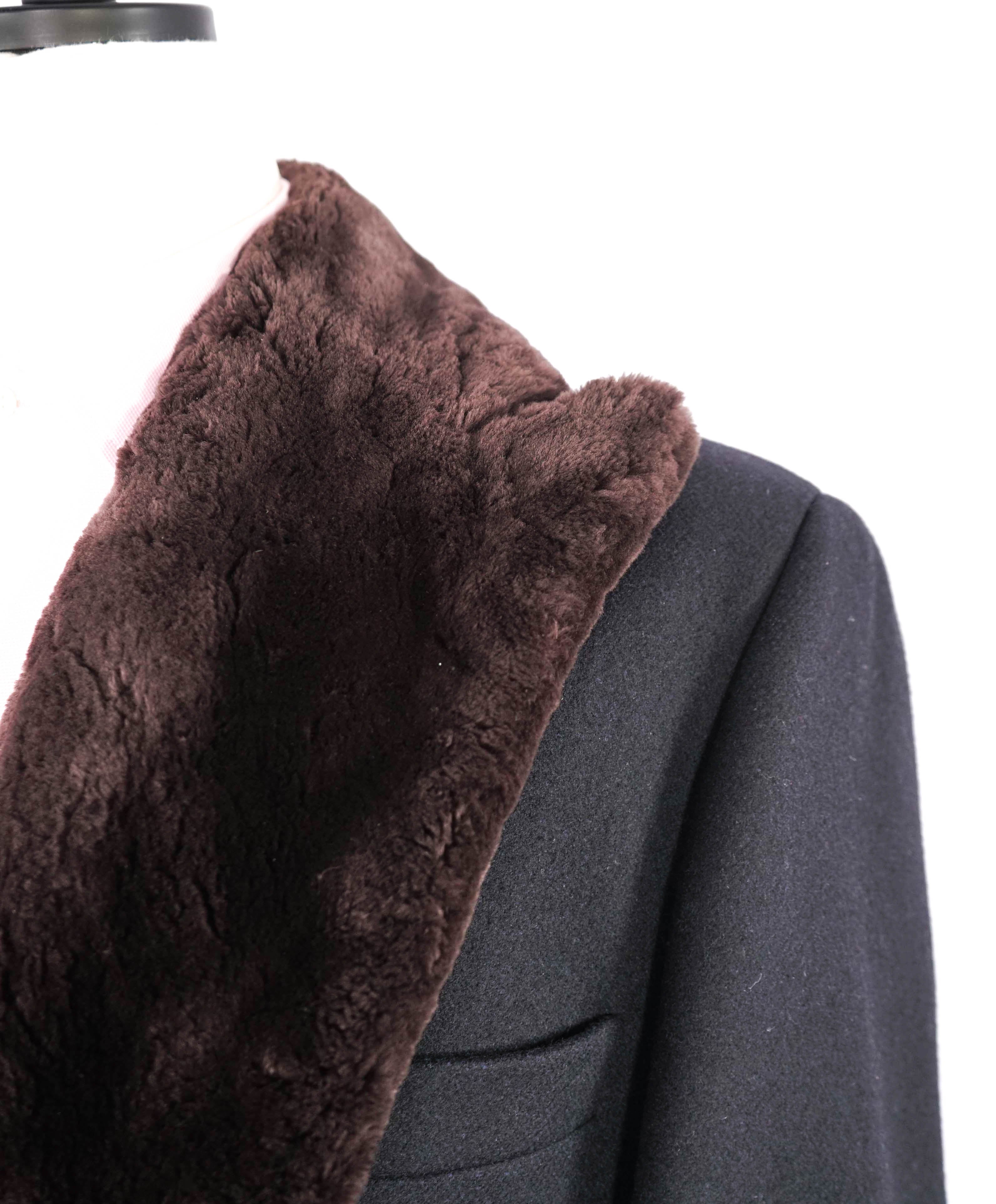 $3,995 PAUL STUART - Custom REMOVABLE RABBIT FUR Collar 1of1 Long Topcat- 44L