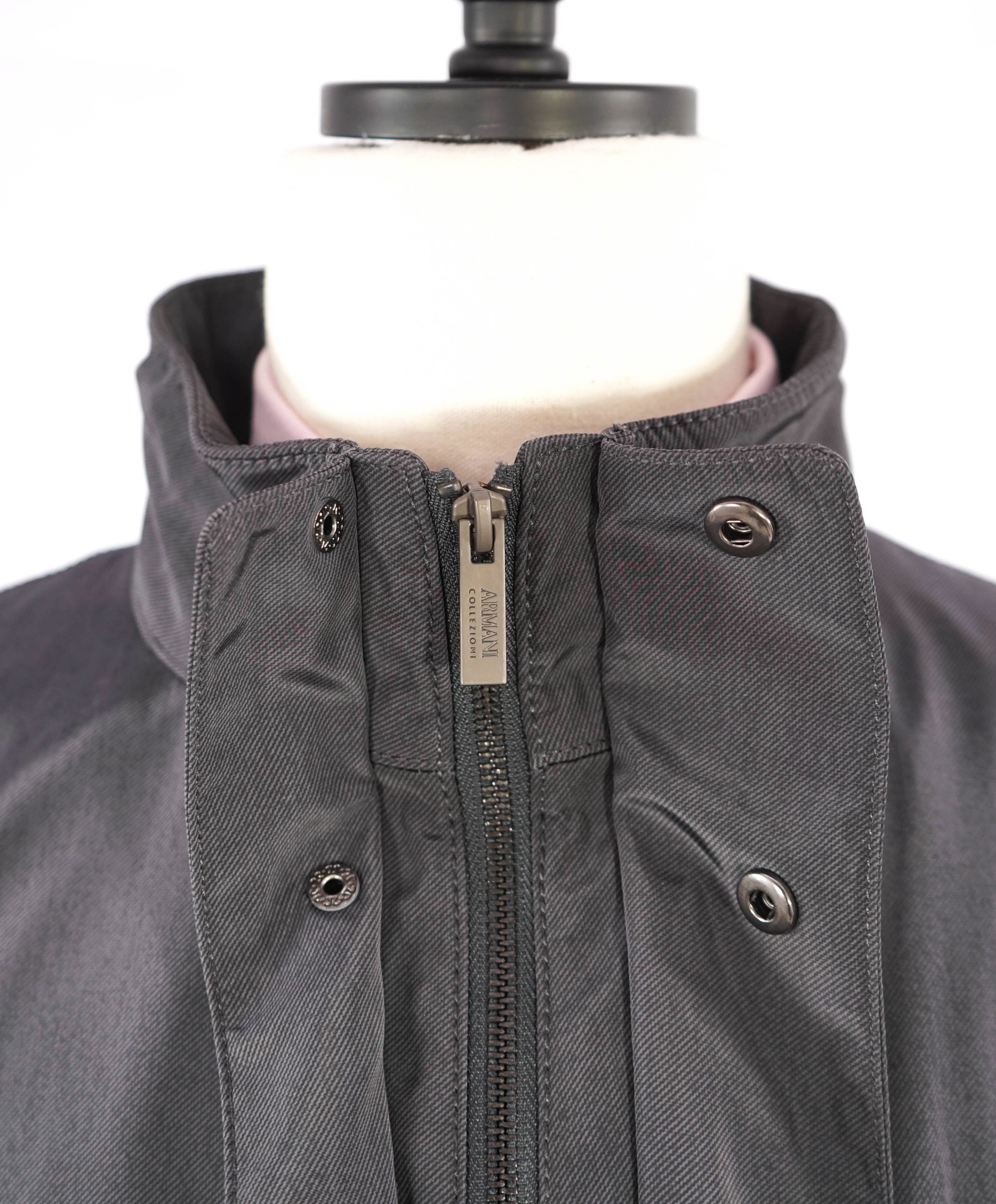 $1,195 ARMANI COLLEZIONI - "Water Repellent" Gray HOOD Jacket Coat - 44 US