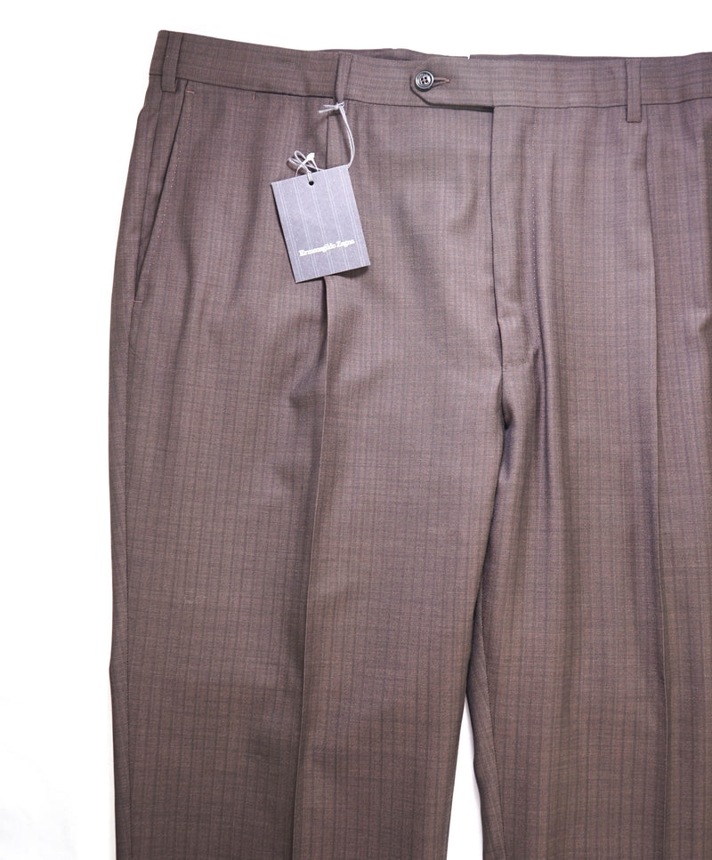 $890 ERMENEGILDO ZEGNA -"Su Misura" Brown Textured Pants - 40W