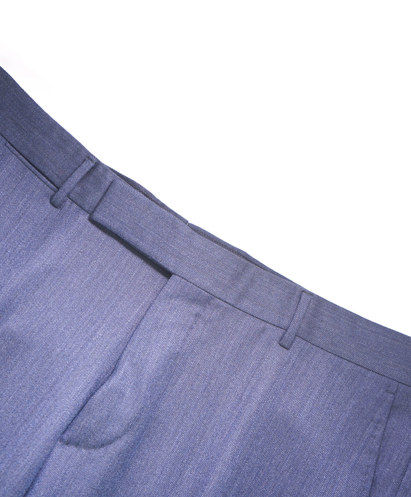 $795 ERMENEGILDO ZEGNA - Blue SILK “ACHILLFARM" Flat Front Trousers- 35W