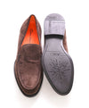 $750 SANTONI - Brown Suede Soft Slip-On Loafers - 8 D US