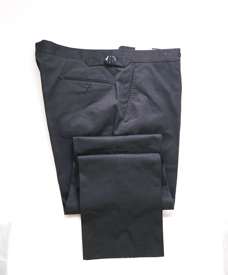 RALPH LAUREN PURPLE LABEL - Black Cotton *SIDE TABS* Flat Front Pants - 40W